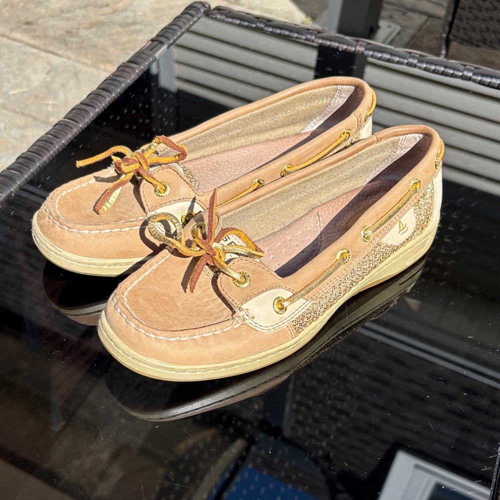 Sperry Angelfish Top-Sider Gold Glitter Boat Shoes 6.5